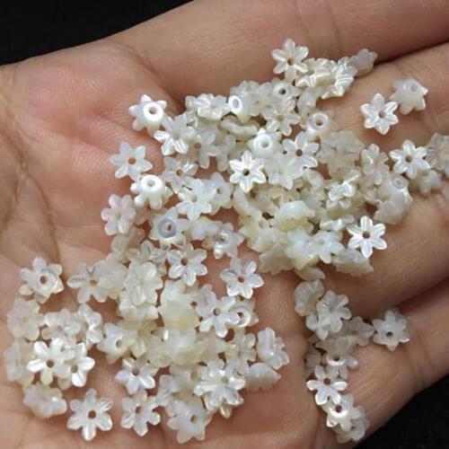 Natural White Shell Stone Loose Beads High Quality 6mm Smooth Flower Shape DIY Gem Hand-Carved Jewelry Accessories wk294