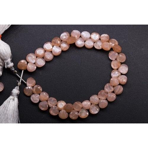 Loose beads pink sunstone heart faceted 20cm 7-8mm for DIY jewelry making FPPJ wholesale nature gemstone