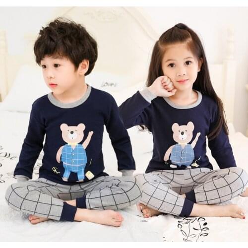 Children Pajamas 2pc Long Sleeve Cartoon Kids Sleepwear Baby Girl Clothes Sleep Suits Autumn Cotton Child Pyjamas Boy Nightwear