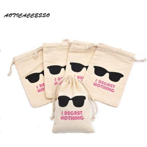 Double Drawstring Bag Hangover Kit Bag Bachelorette Party Supplies Wedding Party Favors Sack Linen Cotton Drawstring Bags 10pcs