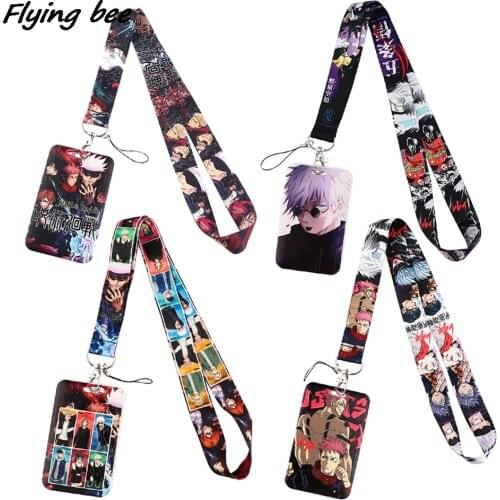 Flyingbee X1774 New Anime Jujutsu Kaisen Lanyard Credit Card ID Badge Holder Child Travel Bank Bus Business Card Cover Badge