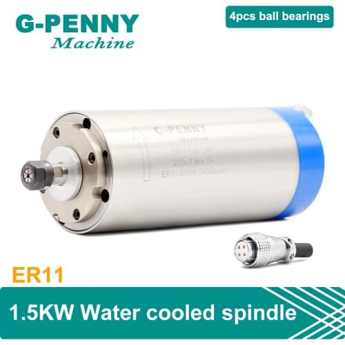 G-PENNY 1.5kw ER11 Water Cooling CNC Spindle Motor 80X200mm 7A 4 Bearings Water Cooling For CNC Milling Machine Wood Lathe