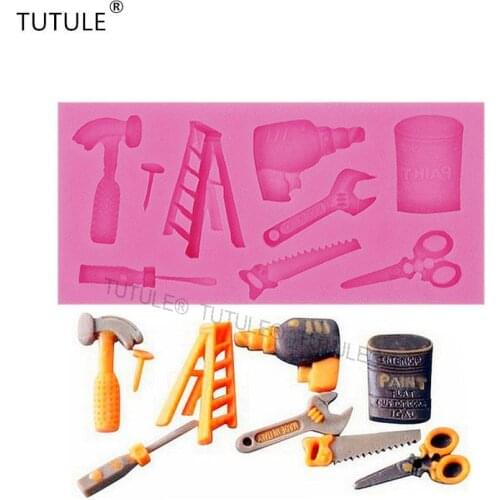 Gadgets-DIY Hardware Tools SILICONE MOLD Includes Paint Ladder Hammer Saw Drill Scissors Screwdriver & More Food Grade mold