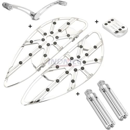 Chromed Gauge floorboards For harley Touring FLHX FLTR FLHT footboards Toe Heel Shift Lever pedal softail slim heritage