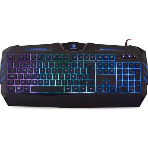 RGB Deep ColorKey gaming keyboard, Spanish with Ñ, 9 lighting effects, Anti-Ghosting, 12 multimedia keys