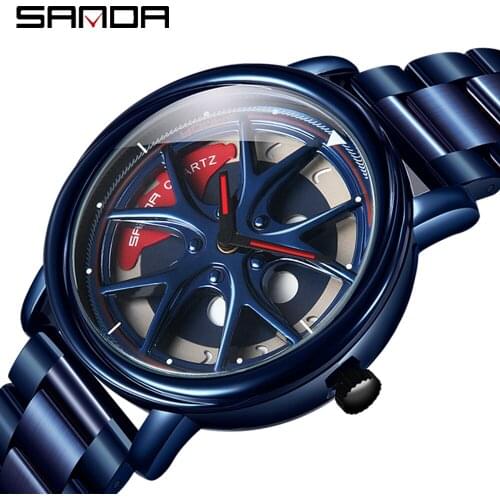 Roda aro hub relógios para homem novo design esportes aro do carro hub relógio masculino à prova dwaterproof água aço inoxidável