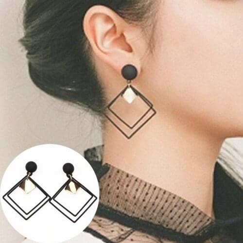 Korean Geometric Square Sequins Earrings Temperament Long Square Pendant Earrings Female Elegant oorbellen Brincos Wholesale