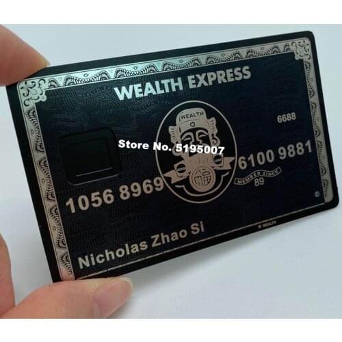 Laser Cut Premium Custom Magnetic Stripe Membership American Express Black Metal Credit Card