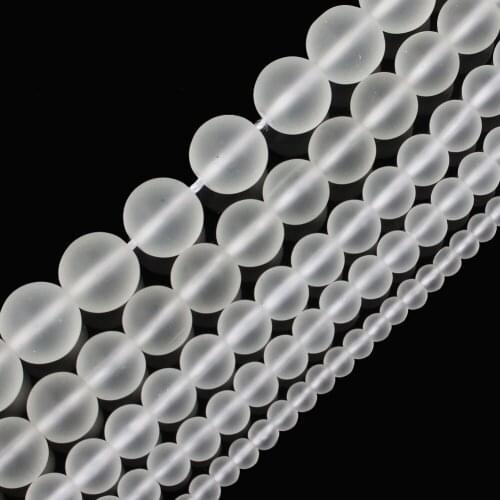 15" Strand Natural Stone Beads White Matte Quartz Crystals Round Loose Beads For Jewelry Making Bracelet Neck 4-12mm
