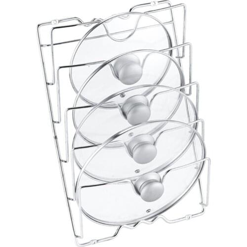 Kitchen Wall Hanging Pot Cover Rack 5-Layer Pot Lid Storage Rack Metal Multifunctional Pot Cover Rack Stand Spoon Holder