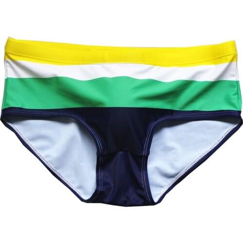 2020 Men Colorblock Swimming Pants Occident Fashion Striped Swimsuit Sexy Swim Shorts With Push Pad Summer Beach Swimming Sport