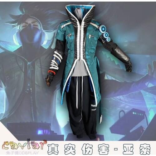 Hot! LOL Yasuo Real Damage Band Uniform Cosplay Costume Free Shipping F