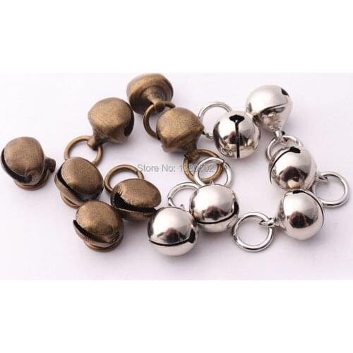 50pcs/lot 9.5mm Silver and Bronze color Metal Small Bell Jingle bell with ring for Christmas Decoration Jewelry Accessories