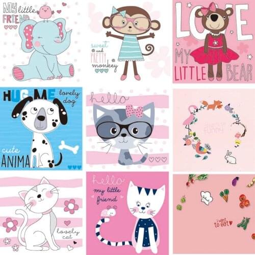 DAWNKNOW Cartoon Animal Cute Backdrop Photography Background Photocall Poster Children Tapestry Kids Party Photo Studio Custom