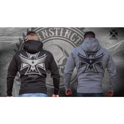 Keep Warm Add velvet fitness hooded pullover mens printing running training jacket casual sweater Training Exercise sweater