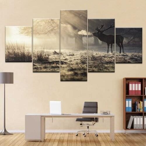 5 panel diamond painting kit Night elk Full Square Round Diamond Embroidery Wall Pictures for Room Decor,A974