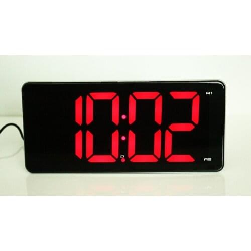 Desktop Electronic Snooze Bedside LED Digital Alarm Clock 3 inch High Large LED Digits Dimmable and Volume Adjustable Red