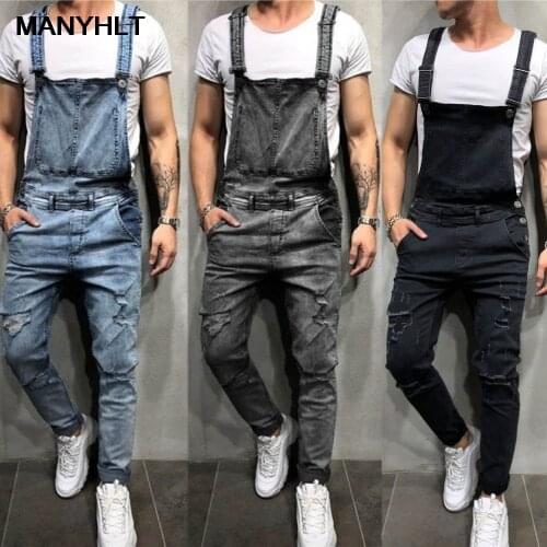 2021 New Mens Fashion Suspenders Denim Jumpsuit Casual Loose Jeans Fall Fashion Pants Mens Clothing Pants Tooling
