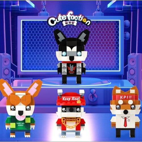 New arrive Cute pet help series single dog rock brother brickheadz assembled educational building block toys for children gifts