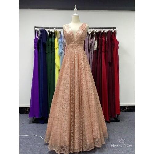Champagne New style Evening Dress 2021 different color luckgirls pleated beaded sleeveless Customizable fashion Moncini Tailor