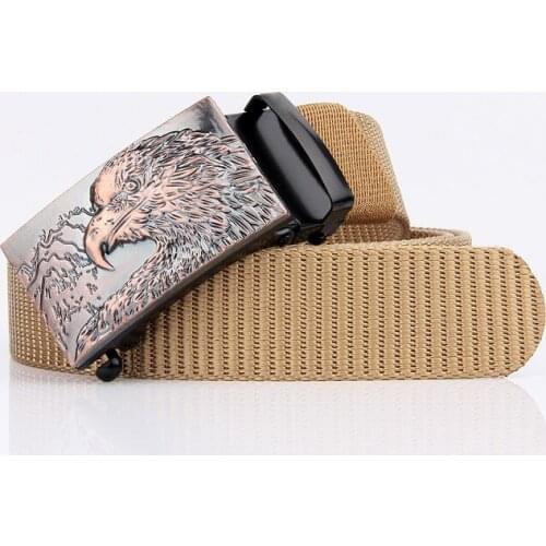 NEW style HOT Mens Casual business mans fashion Thickened woven canvas belt wide 3.5 CM Automatic hasp