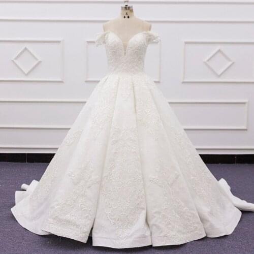 Molanda Hung 2021 High Quality Custom Made Bride Dress Ball Gown Sweetheart Appliques Beading Draped Zipper V-Back SJ225