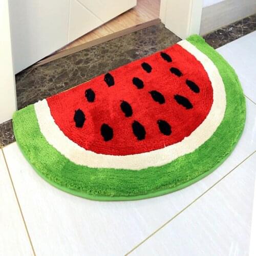 Semicircle Watermelon Pattern Bath Mat Entrance Doormat Rug Non-slip Bathroom Mats Living Rom Floor Rug Home Foot Carpet 50*80cm