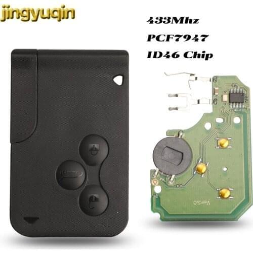 Jingyuqin Remote Car Key Control 433Mhz ID46 PCF7947 Chip For Renault Megane Scenic Grand Supersonic Wave 3Button Smart Card Fob