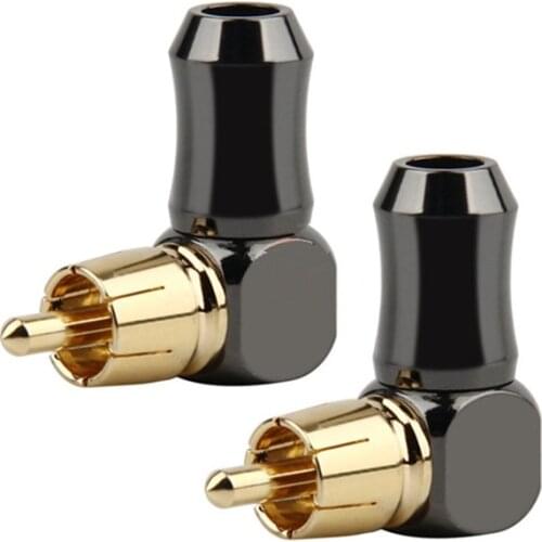 RCA Plug Connectors Male L type 90 Degree Right Angle Elbow Converter Speaker Terminal Gold Plated Solder Audio Adapter ID 6.2mm