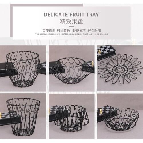 Variety fruit basket Multi-shape hollow stainless steel fruit basket creative retractable folding storage basket customization