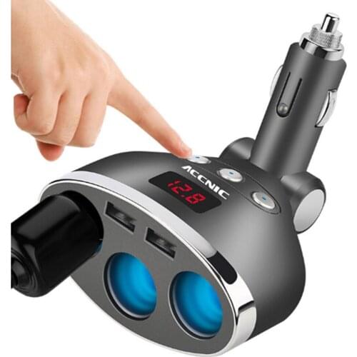 1 to 3 Sockets DC 12/24V Car Cigarette Lighter Socket Splitter Hub Dual USB Car Charger Power Adapter with On/Off Switch and Vol