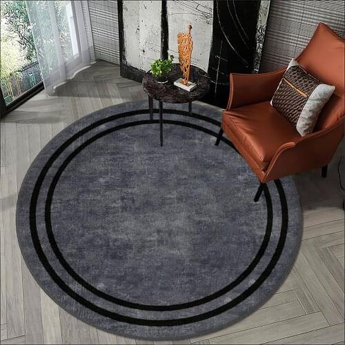 Grey Modern living room carpet kitchen round carpet room carpet black round lines anti allergic high quality Free Shipping