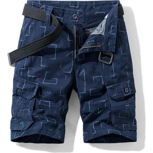 Men Summer Military Tactical Homme Printed Casual Solid Male Cargo Tactical Short (No Belt) Comfortable 100% Cotton Cargo Shorts