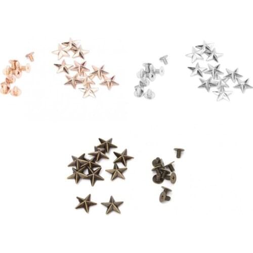 Nail Polish Studs And Spikes For Clothes 10pcs Metal Star Stud Rivet Spike Screw For Leathercraft Bags Shoes DIY Decoration