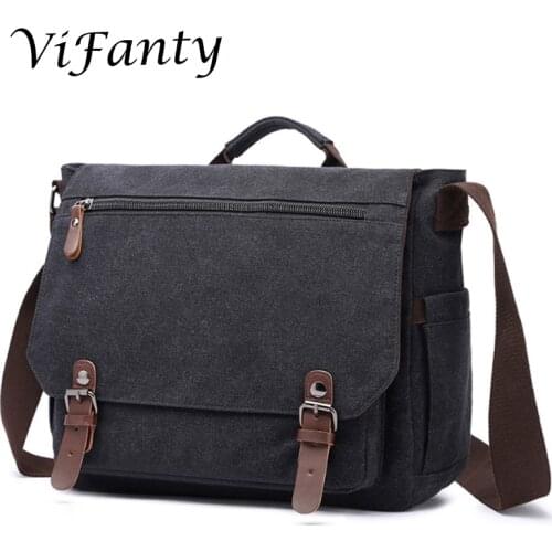 Messenger Bag for Canvas Satchel Laptop Briefcases Business Shoulder Bookbag by Vifanty