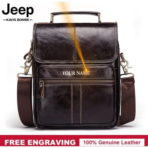 2021 New Style Mens Genuine Leather Messenger Male Bag Men Business Travel Bag Vintage Shoulder Crossbody Bags Name Engraving