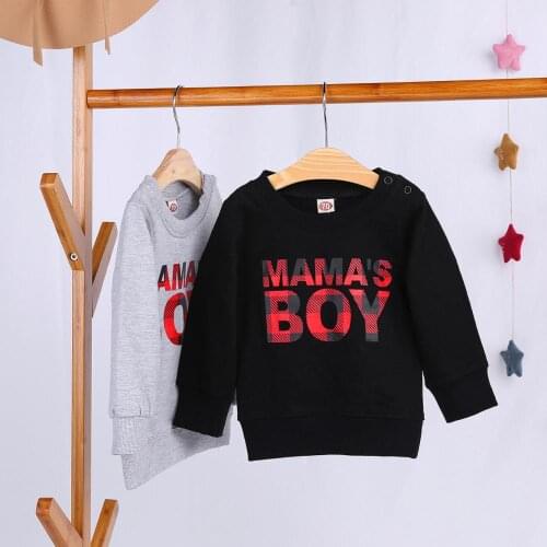 Toddler Baby Boys Long Sleeve Sweatshirts, Round Neck Letter Printed Casual Pullover Shirt Tops
