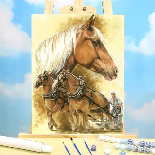 Horse Animal DIY Painting By Numbers Complete Kit Oil Paints 50*70 Canvas Pictures Handmade Crafts For Wholesale