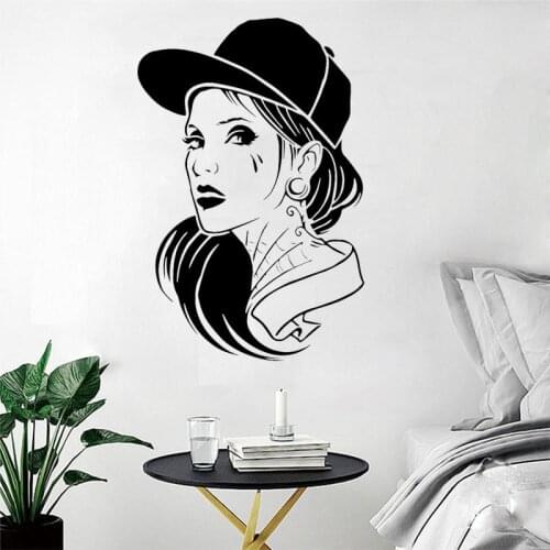 Beauty Salon Wall Sticker Girl Hair Tattoo Fashion Hip-Hop Room Decoration Vinyl Art Removable Design Poster Mural Decor 3384
