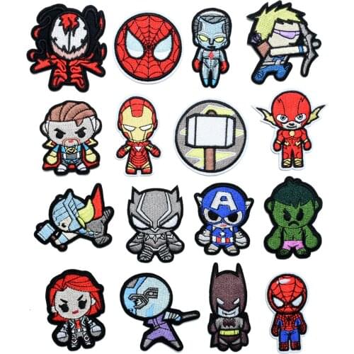 Marvel Embroidery Cloth Stickers Iron Man Spiderman Hulk Captain America Patches Anime Cartoon Clothes Patches Garment Stickers