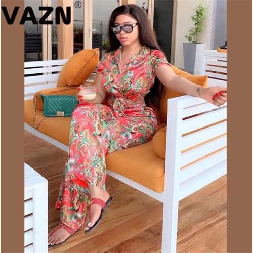 VAZN Floral Print Fashion Mujer Casual Tracksuit for Women 2020 Set Short sleeve 2 Piece Sets Night Club Young Lady Sport Sets