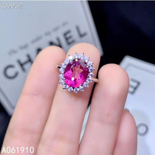KJJEAXCMY boutique jewelry 925 sterling silver inlaid Natural pink topaz ring female support detection popular