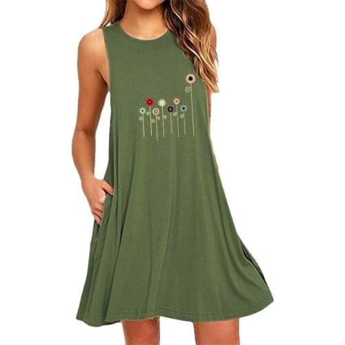 Ladies Sleeveless Fashion New Style Vintage Beach Summer Dress 2021 Casual Loose Women Dress Print Sexy Dress Plus Size 5xl 6xl