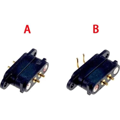 1Pair Spring-Loaded Magnetic Plug Pogo Pin Connector 2 Pole Pitch 2.8 MM Through Hole Male Female 2A 36V DC Power Charge Probe