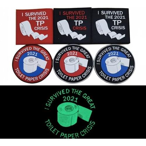 1 Pc 3D Pvc Luminous 2021 Large Toilet Paper Army Military Badge Outdoor Sports Armband I Survived In 2021 Backpack Hat Decal