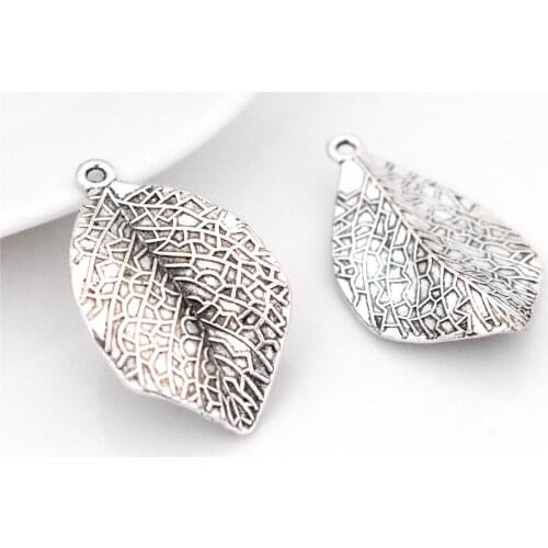10pcs/lot 33x19x4mm Antique Silver Plated Leaf Charm Pendant DIY Handmade Necklace Bracelet Keychain Jewelry Accessories