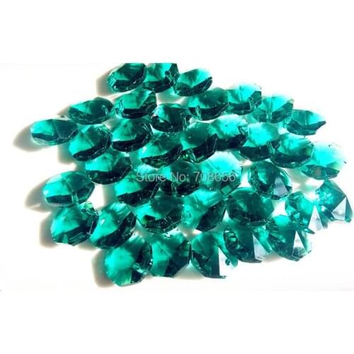 1000pcs 14MM MALACHITE GREEN CRYSTAL OCTAGONAL LOOSE BEADS IN 1 HOLE COLORED CHANDELIER PRISMS FREE SHIPPING