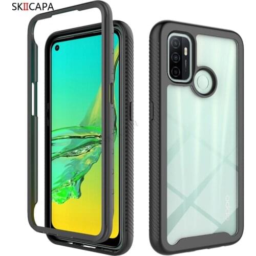 360 Full Body Slim Armor Bumper 2 In 1 Cover For OPPO A53S A32 Silicone Shockproof Transparent Back Fundas For Oppo A32 A53 Case