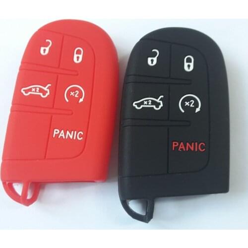4+Panic Car Key Silicone Cover For JEEP Renegade Cherokee For DODGE Charger Journey For CHRYSLER 300 Fiat Remote Key Case