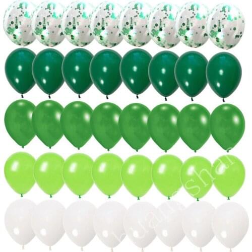 40pcs Green Balloons Set Agate Marble Balloons With Metallic Confetti Balloon Jungle Safari Animal Birthday Party Decorations